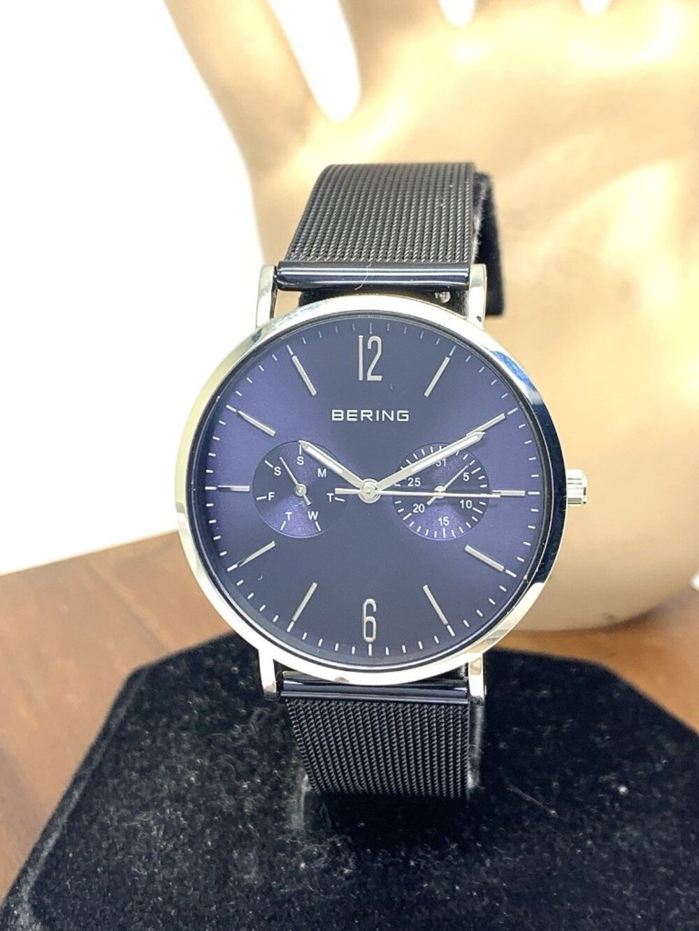 Bering Women's Watch 14236-303 Quartz Silver Blue Dial Mesh Stainless Steel 36mm